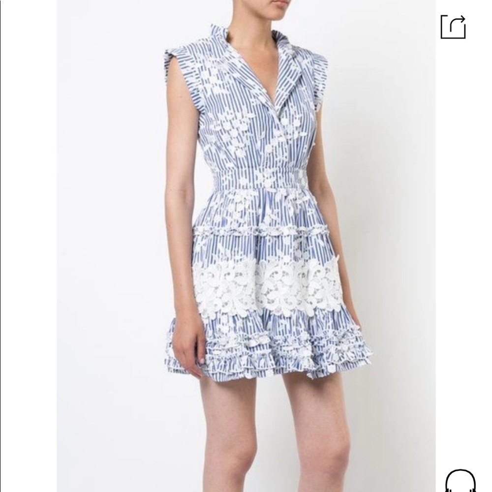 Alexis Blue White eyelet stripe summer dress. Worn once Size Medium